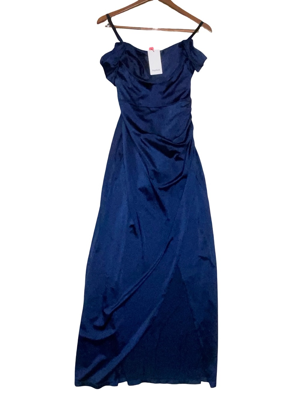 Shapewear Off-Shoulder Ruched Sculpting Maxi Dress - Navy Blue size - Picture 7 of 7